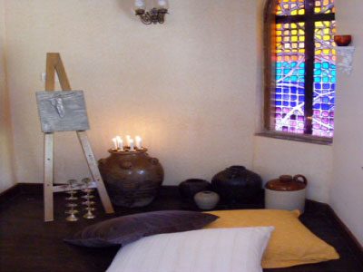 Stain Glass Cottage Altar